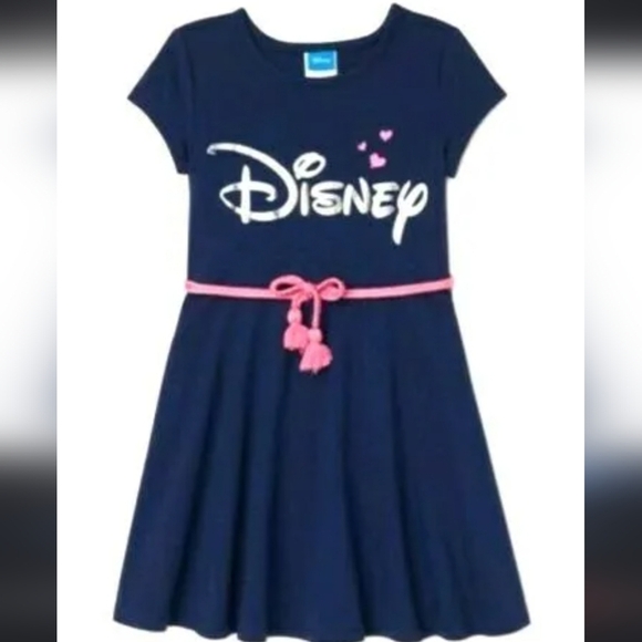 Disney Other - Disney Princess Blue Pink Belted Shiny Skater Dress Size Small 6/6X